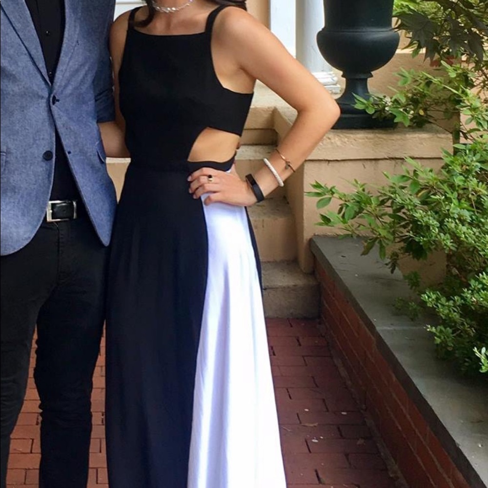 EUC Black and White Formal Dress with Cutouts